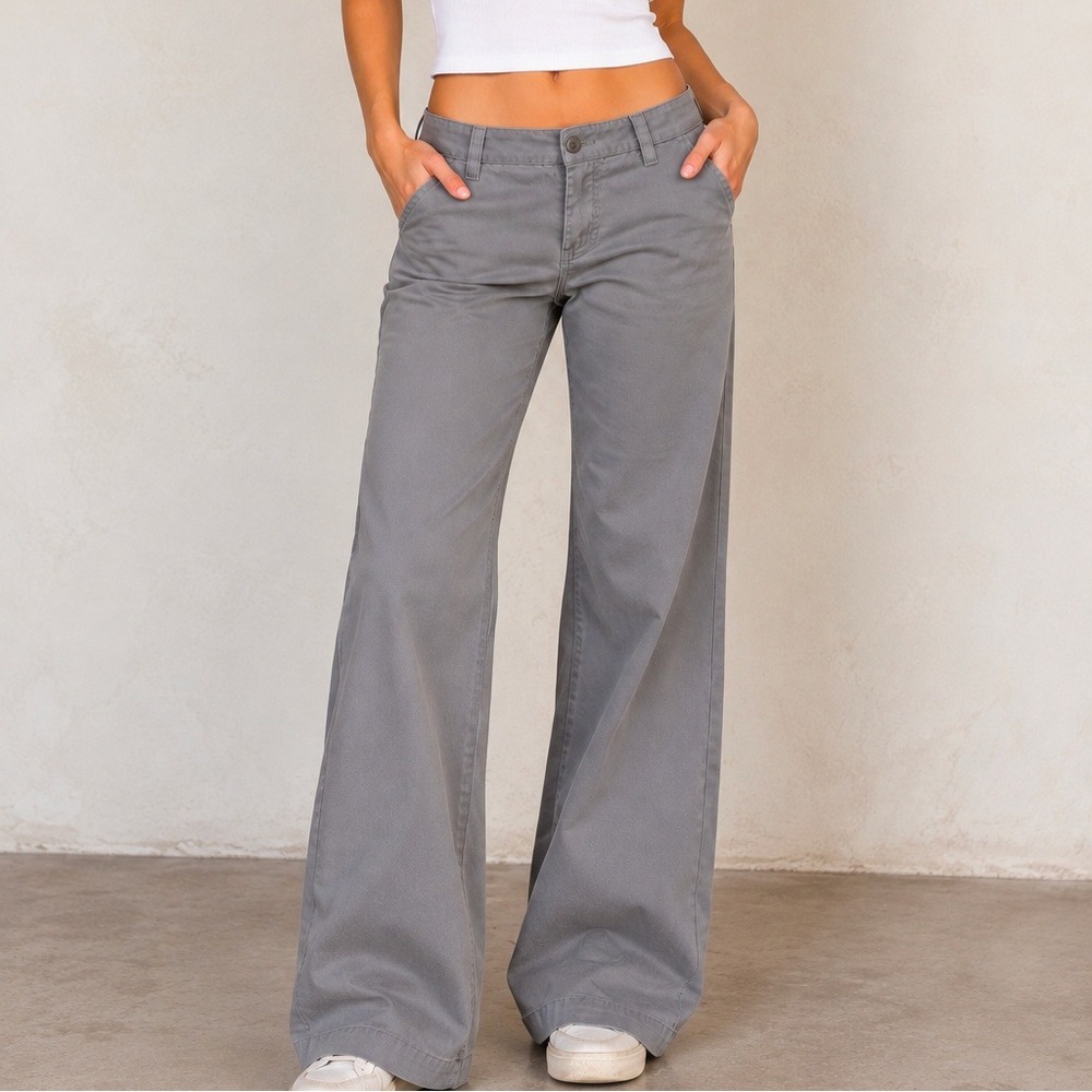 Hurley Womens Low Rise Wide Leg Pants Gray Size 7 Skate Trousers y2k streetwear
